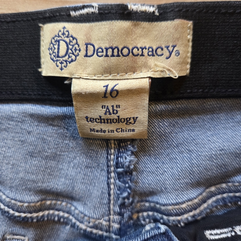 Democracy Ab Technology Cropped Jeans 16 Raw Hem Ankle Blue Relaxed Denim - Picture 4 of 7
